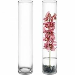CYS Excel Tall Clear Glass Cylinder Vase (H:28" D:5") Pack Of 1