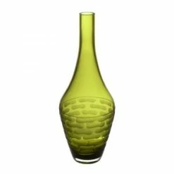 CYS Excel 15" Decorative Olive Green Glass Vase Pack Of 1