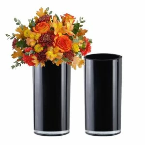 CYS Excel Black Glass Cylinder Vase (H:9" D:4") Pack Of 1 1 CYS Excel Black Glass Cylinder Vase (H:9" D:4") Pack Of 1