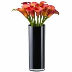 CYS Excel Black Glass Cylinder Vase (H:16" D:6") Pack Of 1