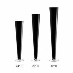 CYS Excel Black Glass Trumpet Pilsner Centerpiece Vase, Multiple Sizes (Free Shipping) Pack Of 1