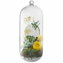 Glass Hanging Capsule Plant Terrarium Tealight Candle Holder, H-12" W-4.25" (Wholesale 12 PCS/Case) -Glass Vases Boutique de vente bullet shape hanging terrarium gch116 12
