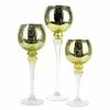 Set Of 3 Mercury Gold Crackle Glass, H-12" H-14" H-16" (Wholesale 3 SETS/Case)