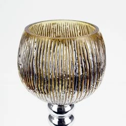 Set Of 3 Mercury Gold Etched Glass, H-12" H-14" H-16" (Wholesale 3 SETS/Case) -Glass Vases Boutique de vente crackle mercury gold candle holder gch352s3gd 1