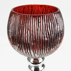 Set Of 3 Mercury Red Etched Glass, H-12" H-14" H-16" (Wholesale 3 SETS/Case) -Glass Vases Boutique de vente crackle mercury red candle holder gch352s3r 1