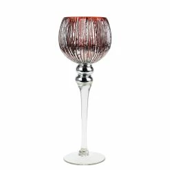 Set Of 3 Mercury Red Etched Glass, H-12" H-14" H-16" (Wholesale 3 SETS/Case) -Glass Vases Boutique de vente crackle mercury red candle holder gch352s3r m