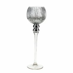 Set Of 3 Mercury Silver Etched Glass, H-12" H-14" H-16" (Wholesale 3 SETS/Case) -Glass Vases Boutique de vente crackle mercury silver candle holder gch351s3sl l 1