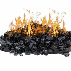 Vibrant Black Fire Pit Glass, 1/2" (Wholesale 40 LBS/Case)