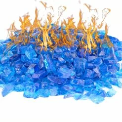 Aqua Blue Fire Pit Glass Stones, 1/2" (Wholesale 40 LBS/Case)