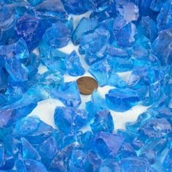 Aqua Blue Fire Pit Glass Stones, 1/2" (Wholesale 40 LBS/Case) -Glass Vases Boutique de vente fg070ab coin