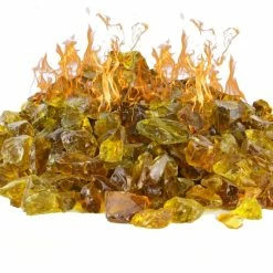 Amber Fire Pit Glass Stones, 1/2" (Wholesale 40 LBS/Case)