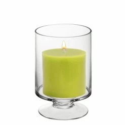 Glass Short Stem Candle Holder, H-8" D-4.75" (Wholesale 12 PCS/Case) 8 Glass Short Stem Candle Holder, H-8" D-4.75" (Wholesale 12 PCS/Case) -Glass Vases Boutique de vente footed glass pillar candle holder gfc106l 1