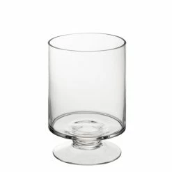 Glass Short Stem Candle Holder, H-8" D-4.75" (Wholesale 12 PCS/Case) 7 Glass Short Stem Candle Holder, H-8" D-4.75" (Wholesale 12 PCS/Case) -Glass Vases Boutique de vente footed glass pillar candle holder gfc106l 2