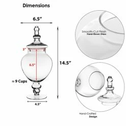 Glass Candy Buffet Apothecary Jar, H-14.5" D-3" (Wholesale 4 PCS/Case) -Glass Vases Boutique de vente gaj115 dim