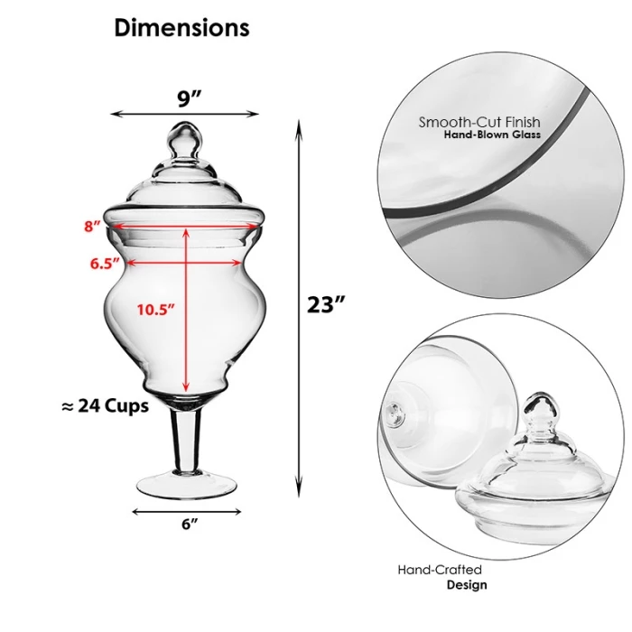Glass Candy Buffet Apothecary Jar, H-23" D-8" (Wholesale 2 PCS/Case) 2 Glass Candy Buffet Apothecary Jar, H-23" D-8" (Wholesale 2 PCS/Case) – Image 2