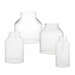 Set Of 4 Clear Milk Glass Hurricane Candle Holder Shade Chimney Tubes, H-6" (Wholesale 6 SETS/Case) -Glass Vases Boutique de vente gch021 04 1000