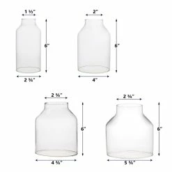 Set Of 4 Clear Milk Glass Hurricane Candle Holder Shade Chimney Tubes, H-6" (Wholesale 6 SETS/Case) -Glass Vases Boutique de vente gch021 dimension 1000