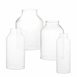 Set Of 4 Clear Milk Glass Hurricane Candle Holder Shade Chimney Tubes, H-8" (Wholesale 6 SETS/Case) -Glass Vases Boutique de vente gch022 04 1000