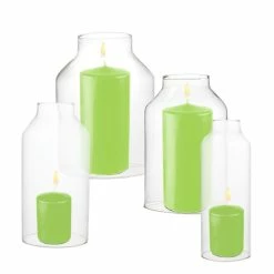 Set Of 4 Clear Milk Glass Hurricane Candle Holder Shade Chimney Tubes, H-8" (Wholesale 6 SETS/Case)