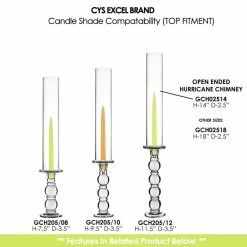 Glass Hurricane Candle Holder Shade Chimney Tube, H-14" D-2.5" (Wholesale 24 PCS/Case) -Glass Vases Boutique de vente gch02514 gch205 combo