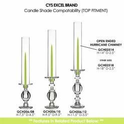 Glass Hurricane Candle Holder Shade Chimney Tube. D-2", 2.5", 3", 4", 4.75", 6" (Wholesale 24 PCS/Case) -Glass Vases Boutique de vente gch02514 gch206 combo 2