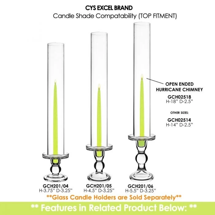 Glass Hurricane Candle Holder Shade Chimney Tube, H-18" D-2.5" (Wholesale 24 PCS/Case) 3 Glass Hurricane Candle Holder Shade Chimney Tube, H-18" D-2.5" (Wholesale 24 PCS/Case) – Image 3