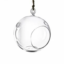 Glass Hanging Orb Plant Terrarium Tealight Candle Holder, H-5.5" D-5" (Wholesale 24 PCS/Case)