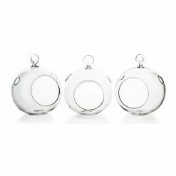 Glass Hanging Orb Plant Terrarium Tealight Candle Holder, H-4.5" D-4" (Wholesale 48 PCS/Case) -Glass Vases Boutique de vente gch101 04 3