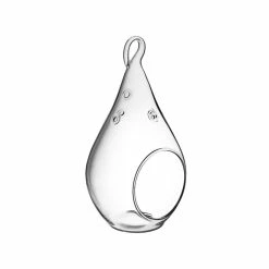 Glass Hanging Teardrop Plant Terrarium Candle Holder, H-5.5" W-2.75" (Wholesale 48 PCS/Case) -Glass Vases Boutique de vente gch104 06 main 01