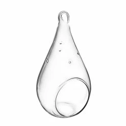 Glass Hanging Teardrop Plant Terrarium Candle Holder, H-7.25" W-3.5" (Wholesale 36 PCS/Case) -Glass Vases Boutique de vente gch104 07 main 01