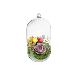 Glass Hanging Capsule Plant Terrarium Tealight Candle Holder, H-9.5" W-4.25" (Wholesale 18 PCS/Case) -Glass Vases Boutique de vente gch116 09 decor.fw