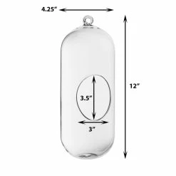 Glass Hanging Capsule Terrarium Candle Holder, H-9.5", 12" W-4.25" (Wholesale 12 Or 18 PCS/Case) 7 Glass Hanging Capsule Terrarium Candle Holder, H-9.5", 12" W-4.25" (Wholesale 12 Or 18 PCS/Case) -Glass Vases Boutique de vente gch116 12 main 01 dim 3