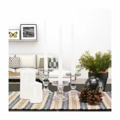 Glass Candle Holder Set Of 3 (D-3" H-3.5" | 4.5" | 5.5") -Glass Vases Boutique de vente gch201 06 lifestyle 02