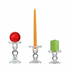 Glass Candle Holder Set Of 3 (D-3" H-3.5" | 4.5" | 5.5") -Glass Vases Boutique de vente gch201 06 s3 800