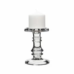 Classic Glass Dual Use Pillar Taper Candle Holder, H-6.25" W-4.5" (Wholesale 12 PCS/Case) -Glass Vases Boutique de vente gch203 07 details 07