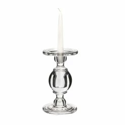 Baluster Glass Dual Use Pillar Taper Candle Holder, H-7.5" W-4.5" (Wholesale 6 PCS/Case) -Glass Vases Boutique de vente gch206 08 details 06