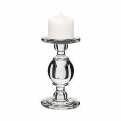 Baluster Glass Dual Use Pillar Taper Candle Holder, H-7.5" W-4.5" (Wholesale 6 PCS/Case) -Glass Vases Boutique de vente gch206 08 details 07 1