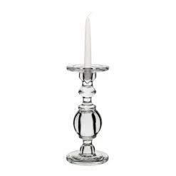 Baluster Glass Dual Use Pillar Taper Candle Holder, H-9.5" W-4.5" (Wholesale 6 PCS/Case) -Glass Vases Boutique de vente gch206 10 details 06