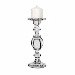 Baluster Glass Dual Use Pillar Taper Candle Holder, H-11.5" W-4.5" (Wholesale 6 PCS/Case) -Glass Vases Boutique de vente gch206 12 details 07 1