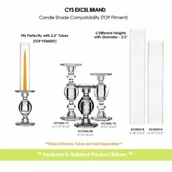 Baluster Glass Dual Use Pillar Taper Candle Holder, H-9.5" W-4.5" (Wholesale 6 PCS/Case) -Glass Vases Boutique de vente gch206 to top 1
