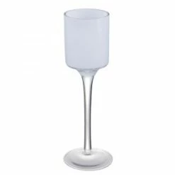 White Glass Long Stem Candle Holder, H-7.5" D-2" (Wholesale 36 PCS/Case)