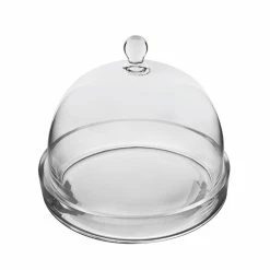 Glass Bell Dome Cloche With Glass Tray Base, H-8.5" D-10" (Wholesale 4 PCS/Case) -Glass Vases Boutique de vente gcl109 details 01