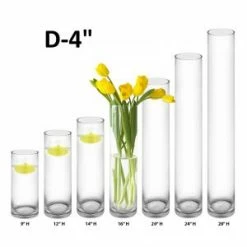 CYS Excel Glass Cylinder Vases D-4" With Multiple Heights, Centerpieces Floating Candle Holder Wedding Decorative Table Tall Pack Of 1
