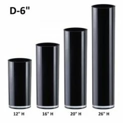 CYS Excel Black Glass Cylinder Vases D-6" With Multiple Heights, Centerpieces Floor Wedding Decorative Table Tall Pack Of 1