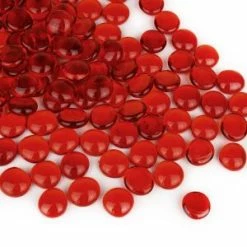 Red Glass Flat Gemstone Vase Filler, 3/4" (Wholesale 28 LBS/Case)