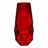 CYS Excel Geometric Faceted Red Glass Vase H-8" D-2.25" Small Rosebud (Free Shipping) Pack Of 1