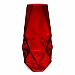 CYS Excel Geometric Faceted Red Glass Vase H-8" D-2.25" Small Rosebud (Free Shipping) Pack Of 1