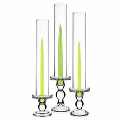 24 Sets Glass Candle Holder Set Of 3 (D-3" H-3.5" | 4.5" | 5.5") With Glass Tubes