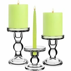 Glass Candle Holder Set Of 3 (D-3" H-3.5" | 4.5" | 5.5") -Glass Vases Boutique de vente glass candle holder set of 3 1