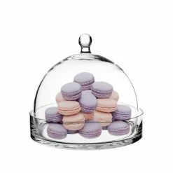 Glass Bell Dome Cloche With Glass Tray Base, H-7.5" D-8" (Wholesale 4 PCS/Case) -Glass Vases Boutique de vente glass cloche bell terrarium with tray gcl108